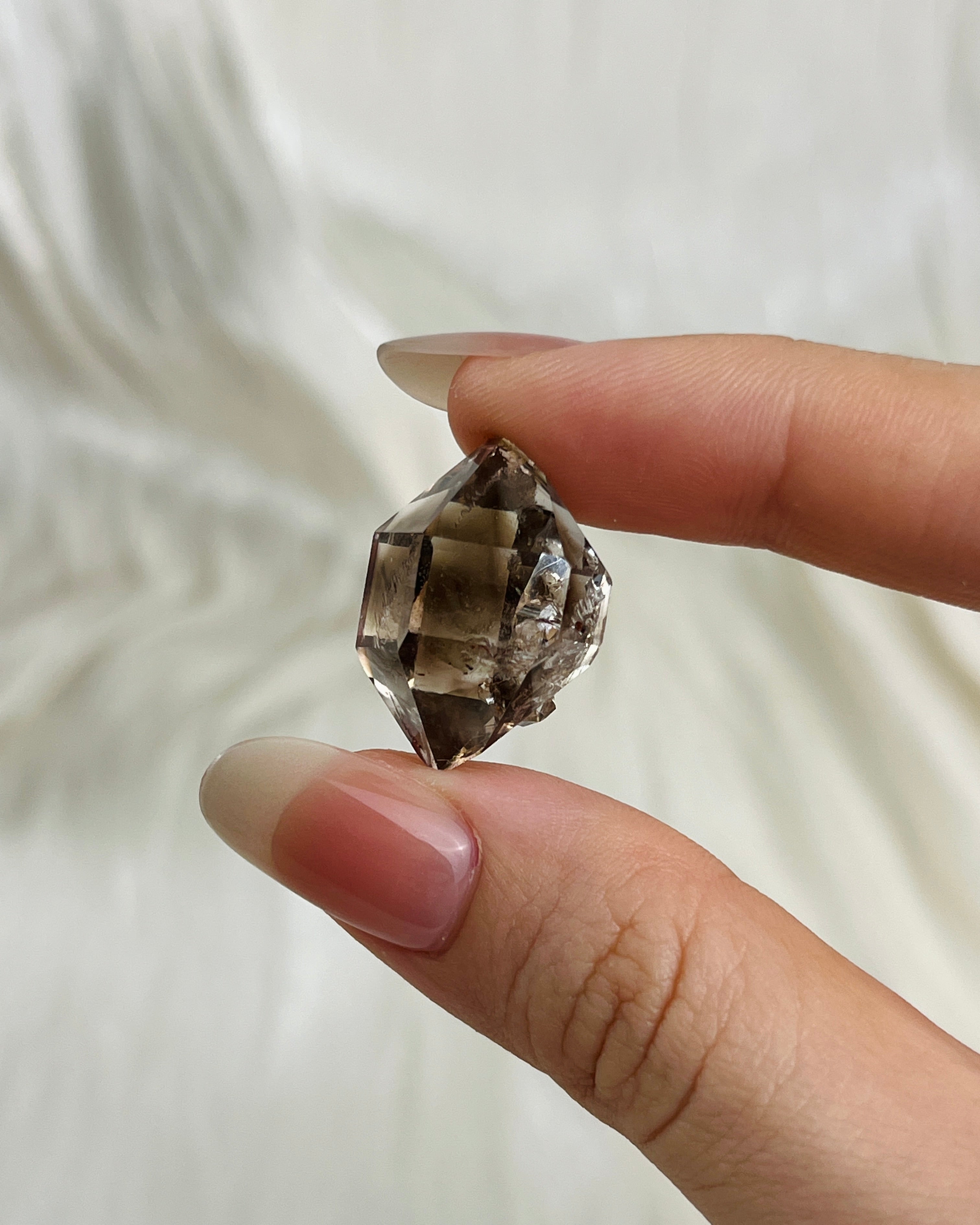 Champagne-colored Chongqing Diamond Quartz with two Isis faces and skeletal surface texture from China1