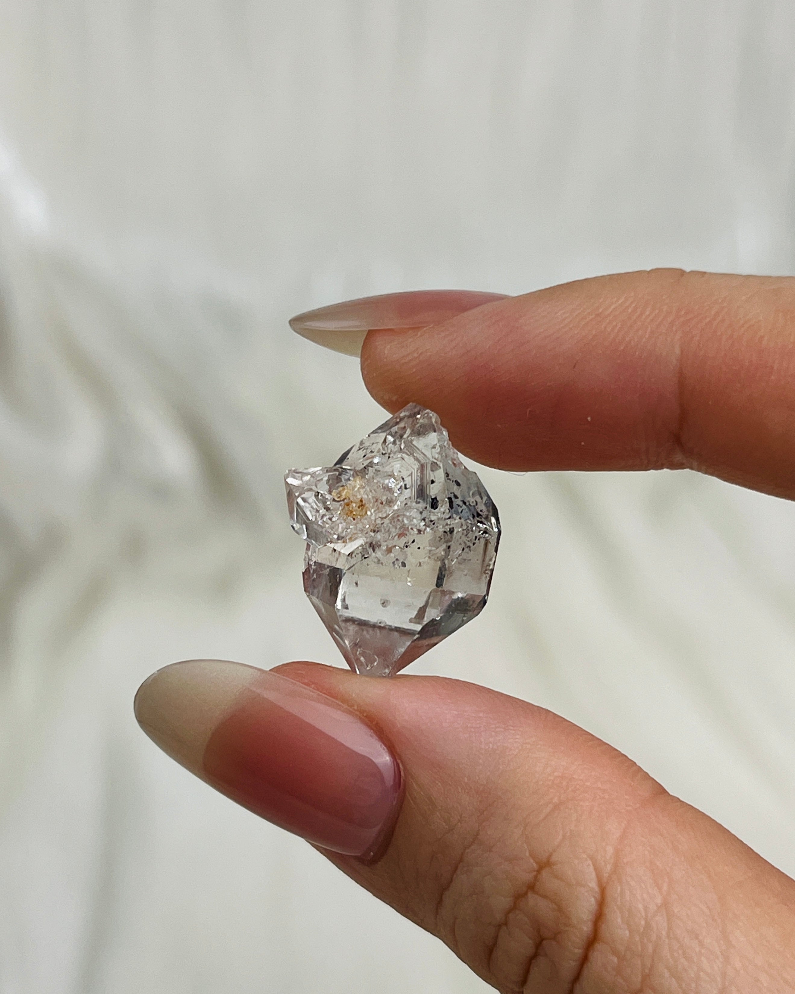 Bright Chongqing Diamond Quartz cluster with small calcite inclusion and balanced crystal formation from China1