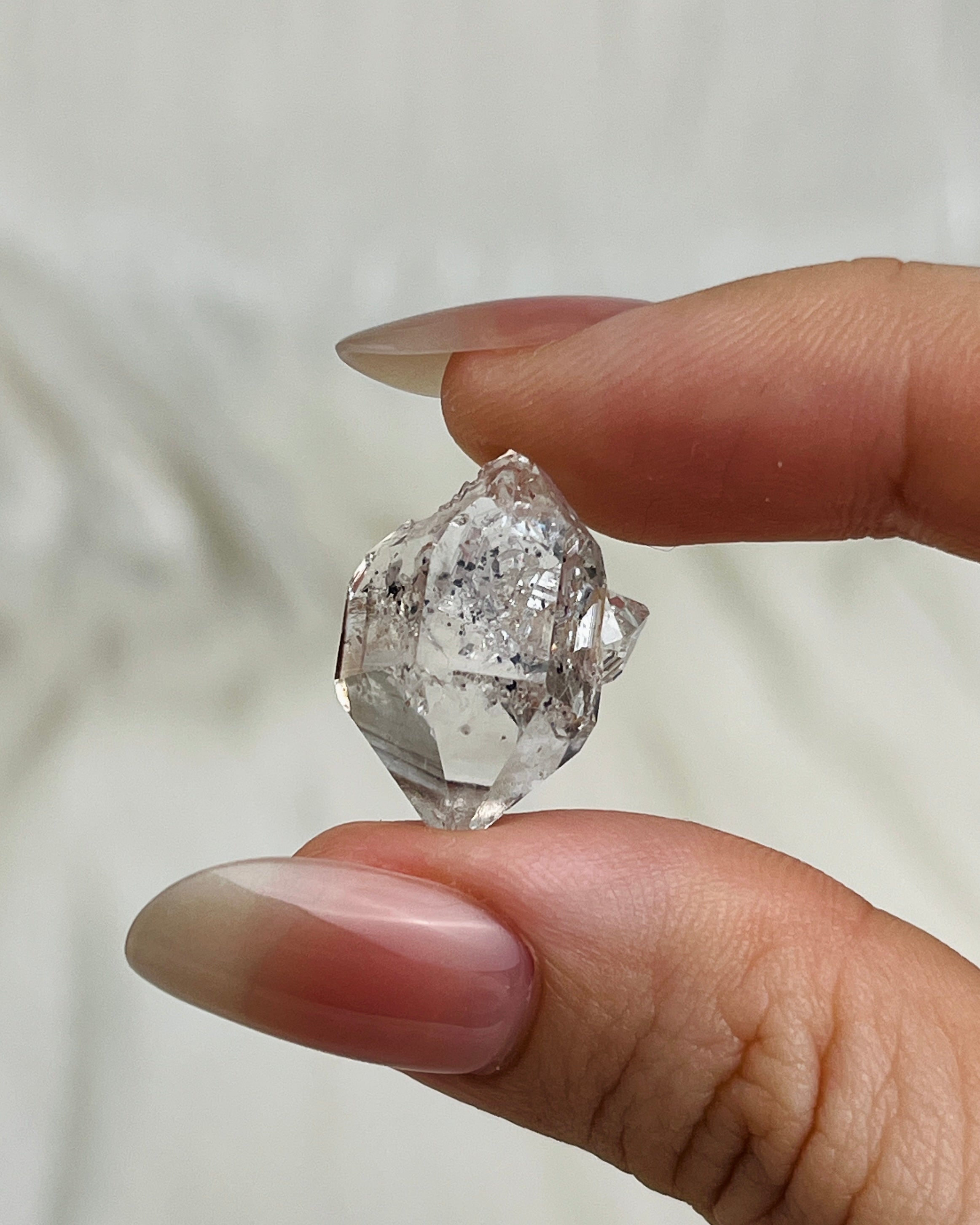 Bright Chongqing Diamond Quartz cluster with small calcite inclusion and balanced crystal formation from China4