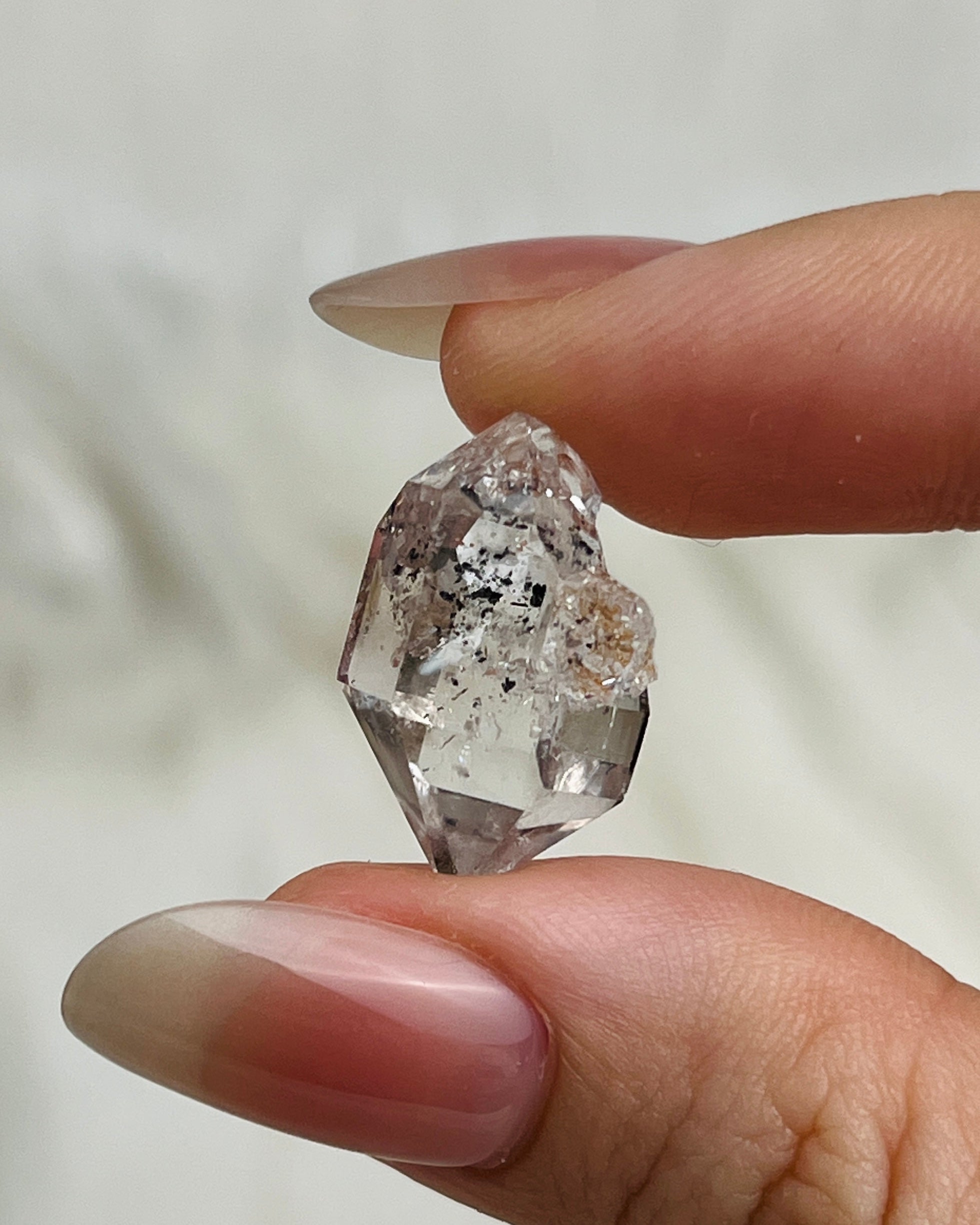 Bright Chongqing Diamond Quartz cluster with small calcite inclusion and balanced crystal formation from China5