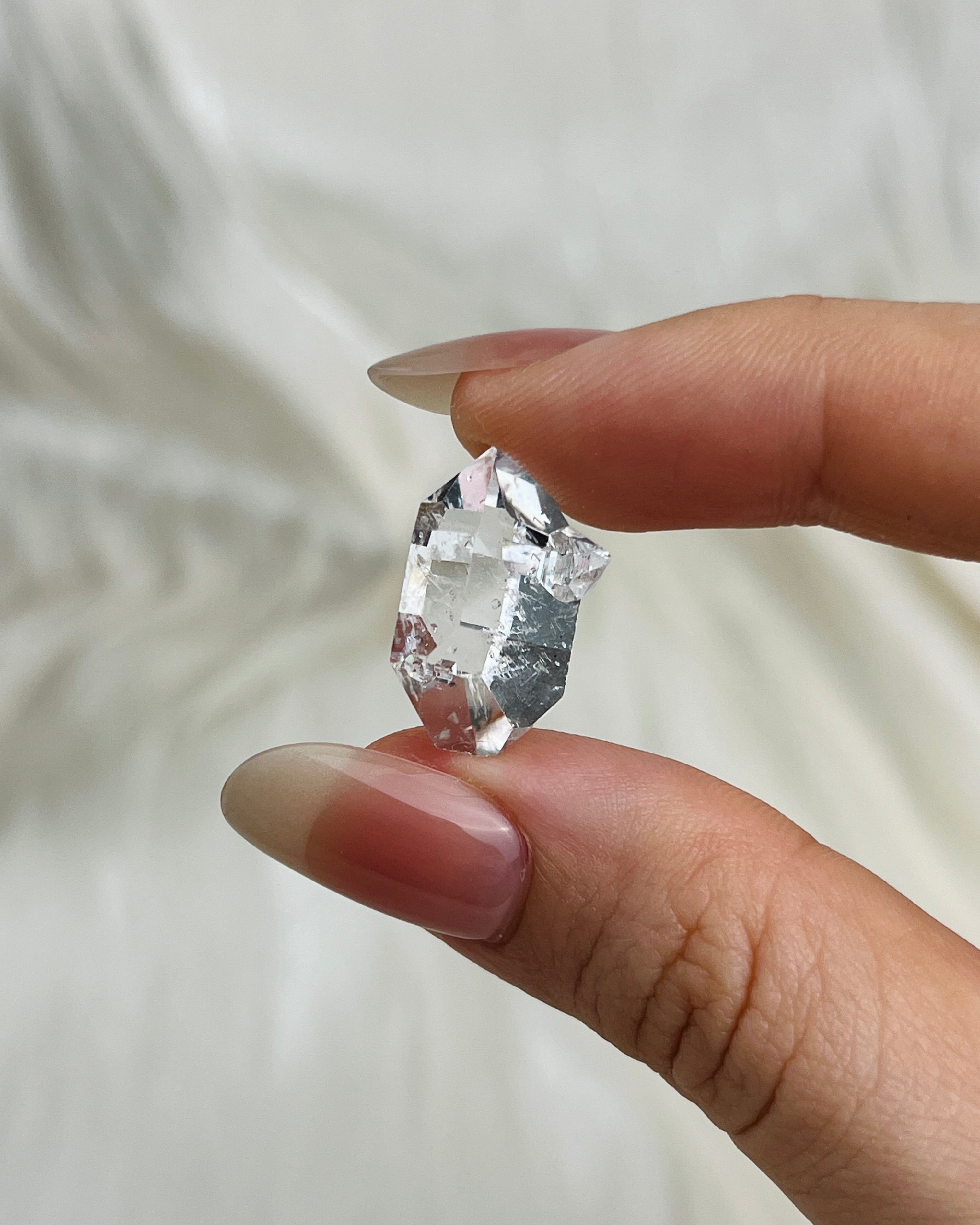 Water-clear Chongqing Diamond Quartz cluster with calcite inclusion and bright clarity from China6