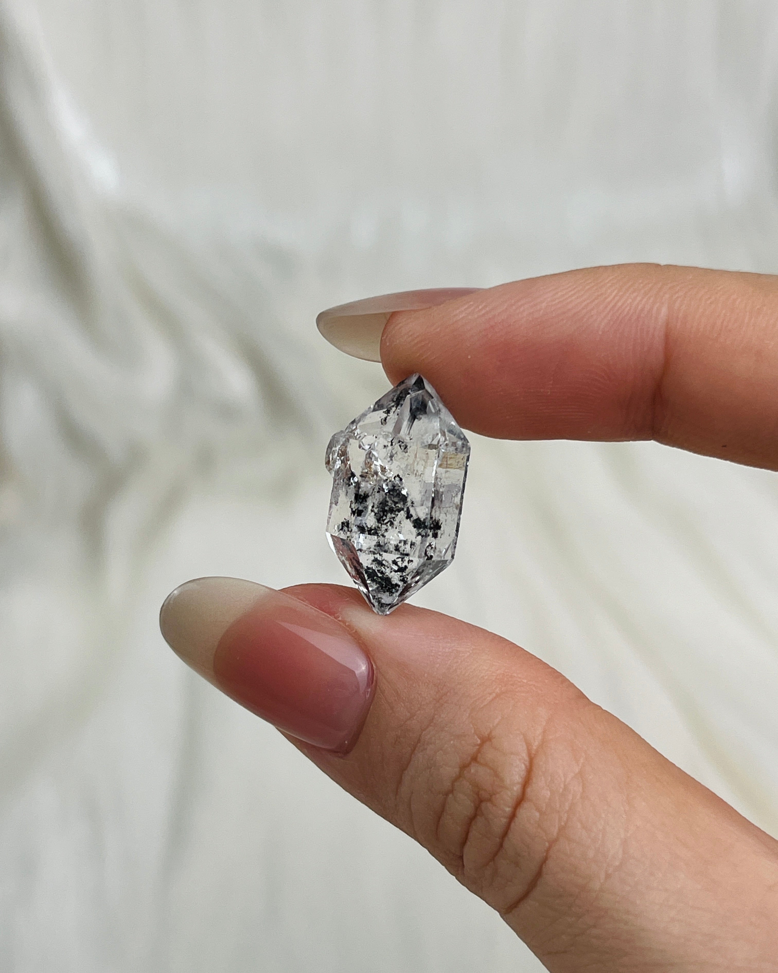 Transparent Chongqing Diamond Quartz cluster with calcite inclusion and natural key mark from China2