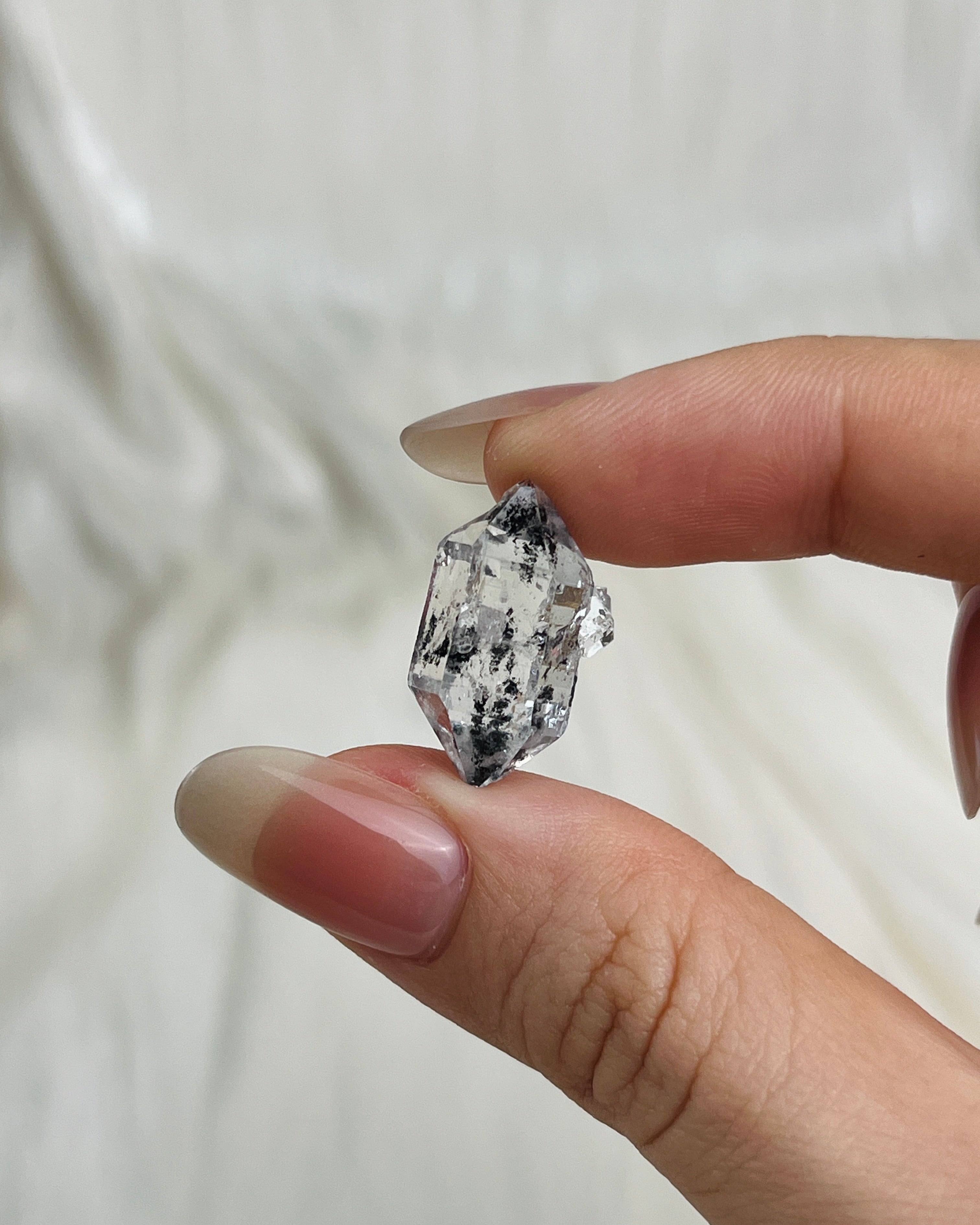 Transparent Chongqing Diamond Quartz cluster with calcite inclusion and natural key mark from China4
