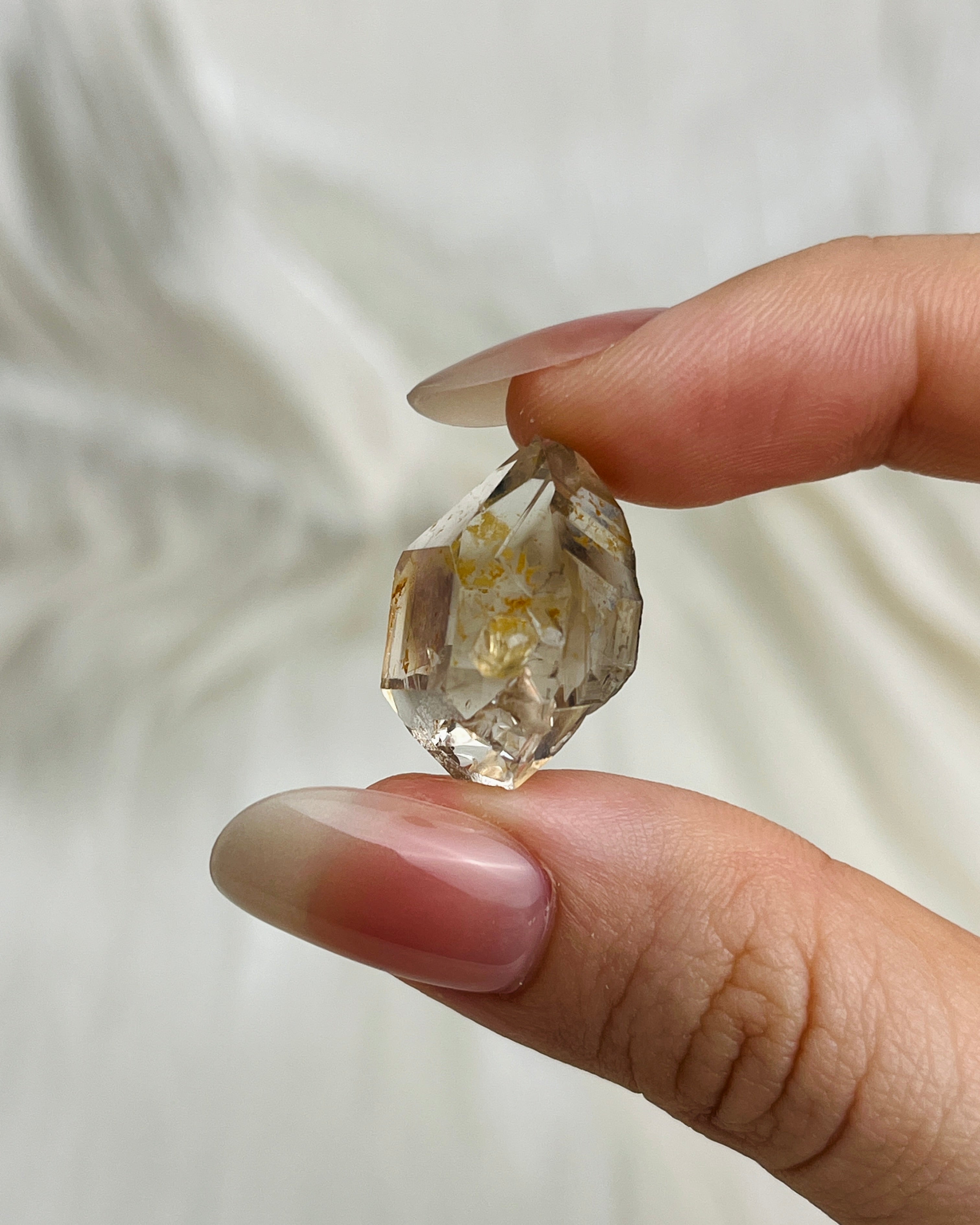 Yellow-skin Chongqing Diamond Quartz with record keeper triangles and natural cavity from China2
