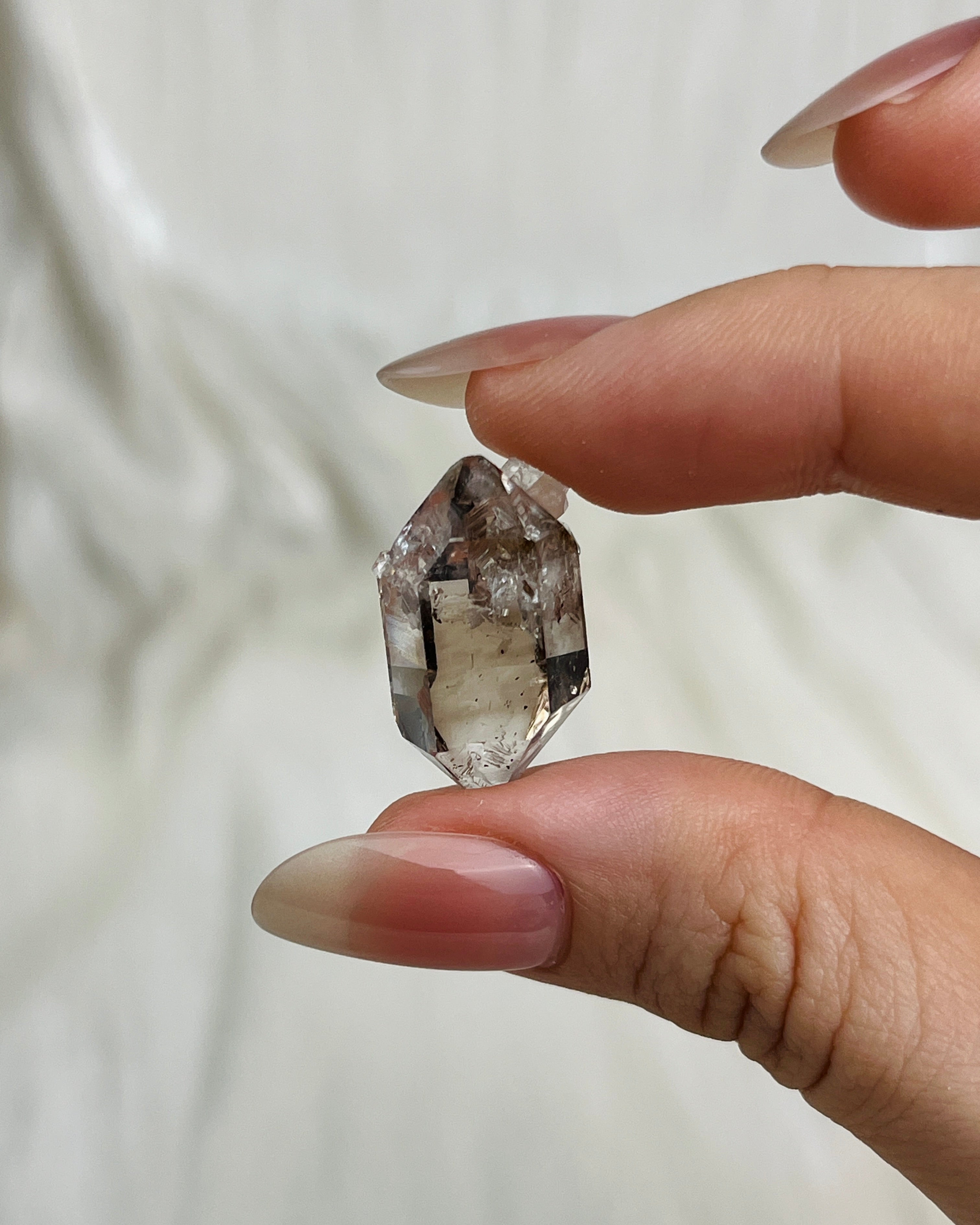 Champagne-colored Chongqing Diamond Quartz cluster with bright high-luster skin and clear double terminations from China4