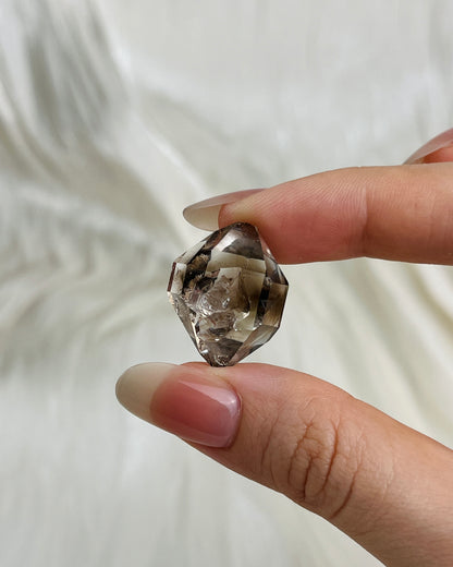 Champagne-colored Chongqing Diamond Quartz with two Isis faces and skeletal surface texture from China3