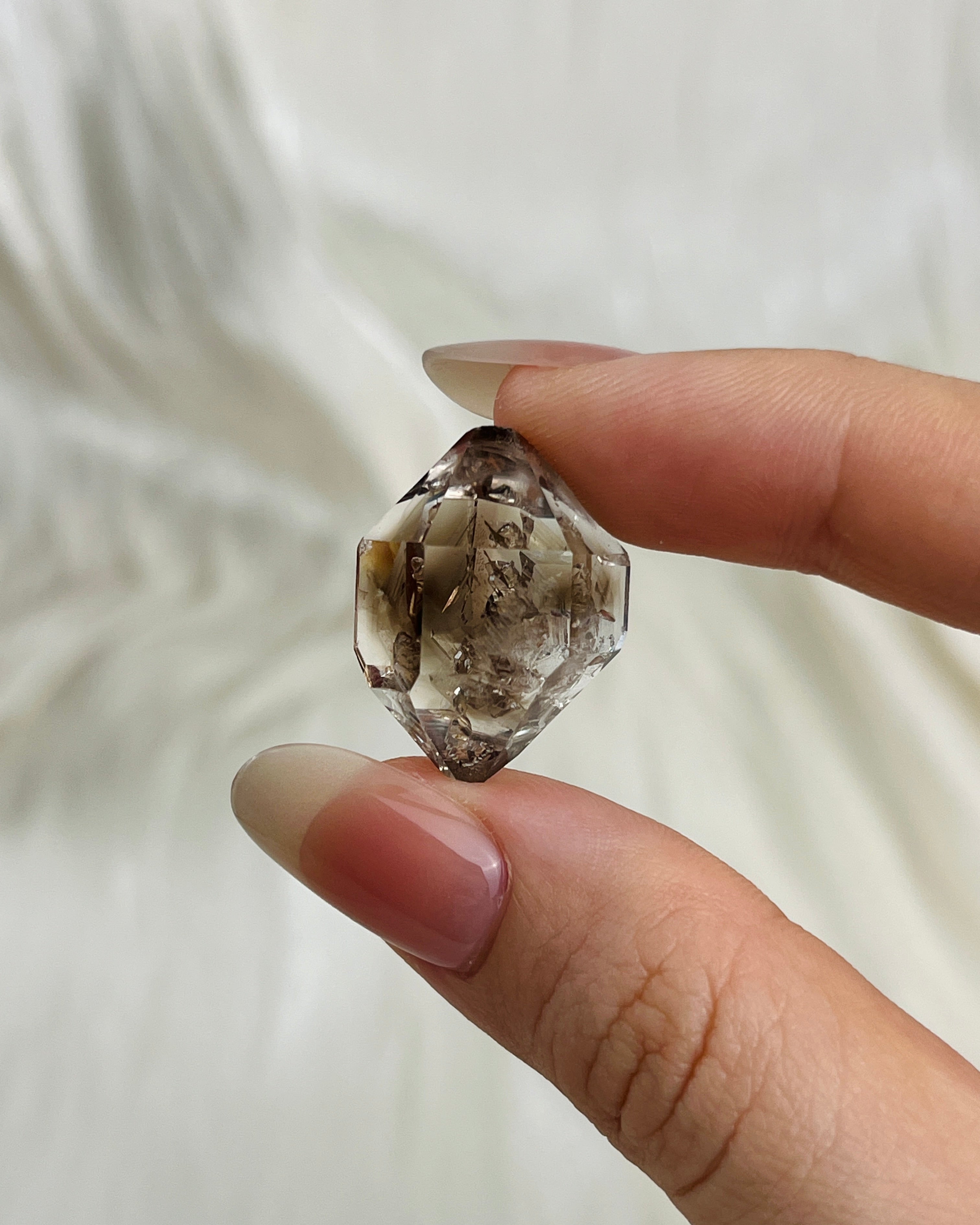Champagne-colored Chongqing Diamond Quartz with two Isis faces and skeletal surface texture from China6