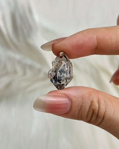 Transparent Chongqing Diamond Quartz cluster with calcite inclusion and internal rainbow reflections from China4