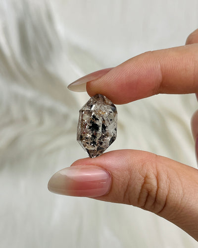Transparent Chongqing Diamond Quartz cluster with calcite inclusion and internal rainbow reflections from China5
