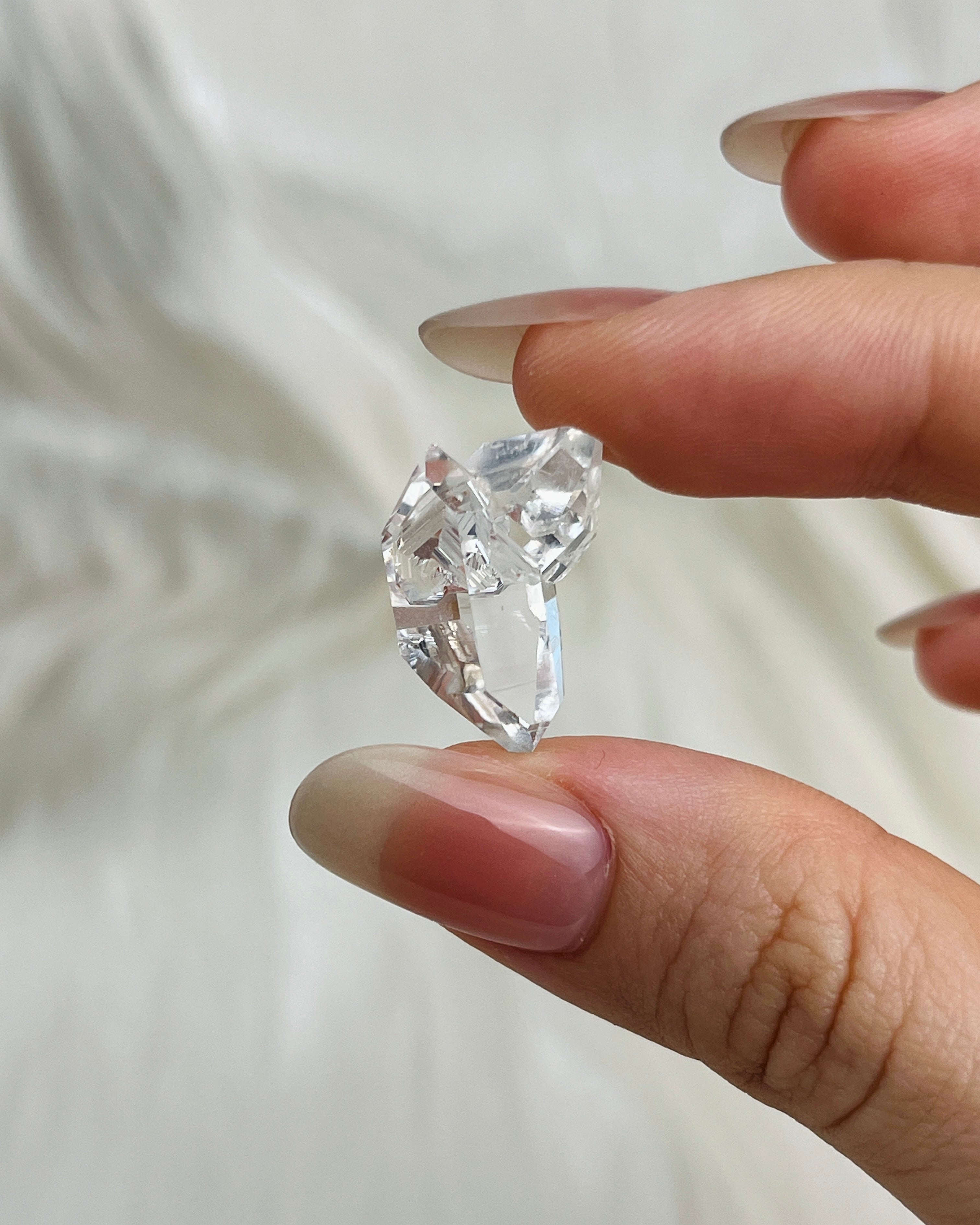 Water-clear Chongqing Diamond Quartz cluster with fingerprint rainbow inclusions and bright clarity from China4