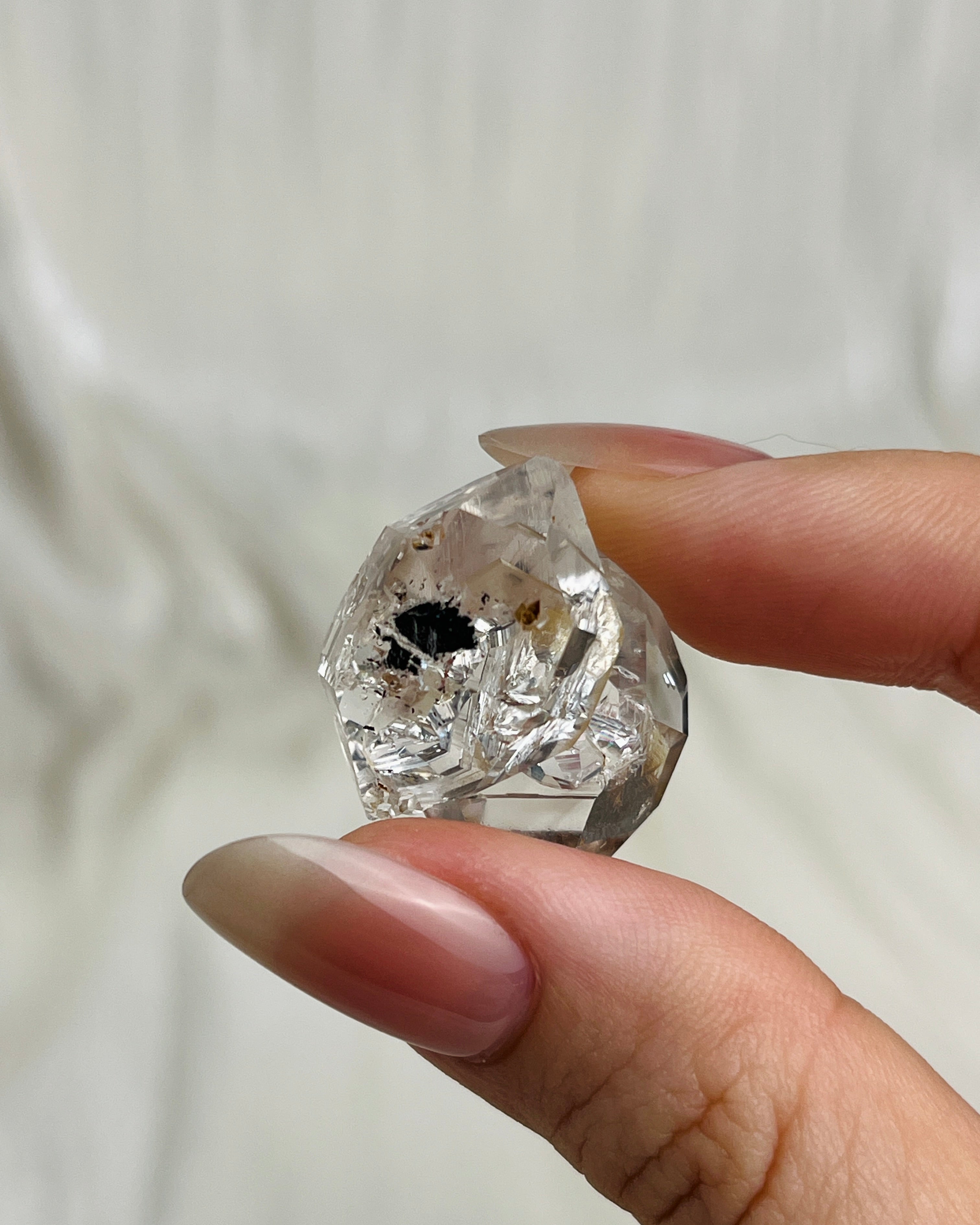 Water clear Chongqing Diamond Quartz cluster with rainbow fingerprint inclusions and rider crystals from China5