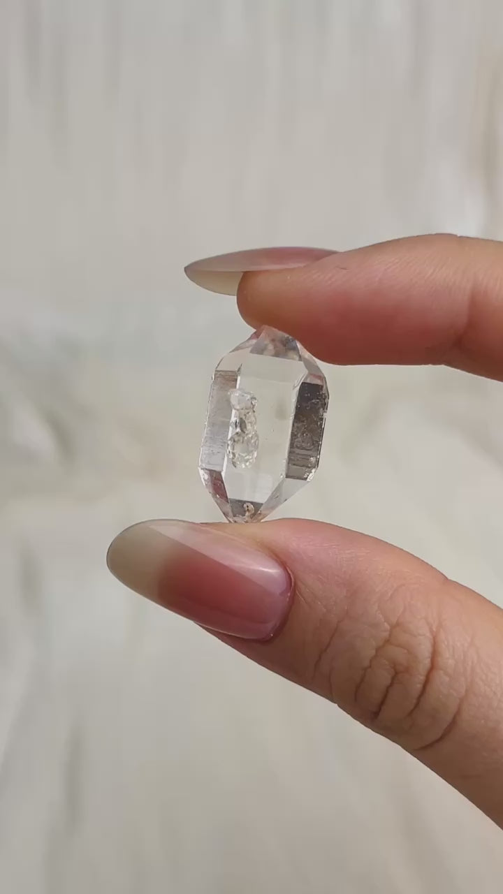 Load video: Water-clear Chongqing Diamond Quartz cluster with frosted edges and bright clarity from China video