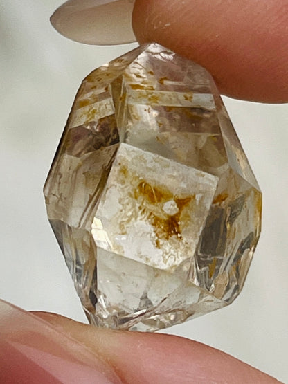 Yellow-skin Chongqing Diamond Quartz with record keeper triangles and natural cavity from China